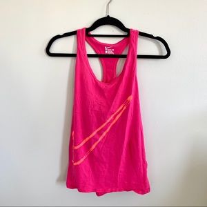 NIKE L Hot Pink Racerback Orange Swoosh Tank